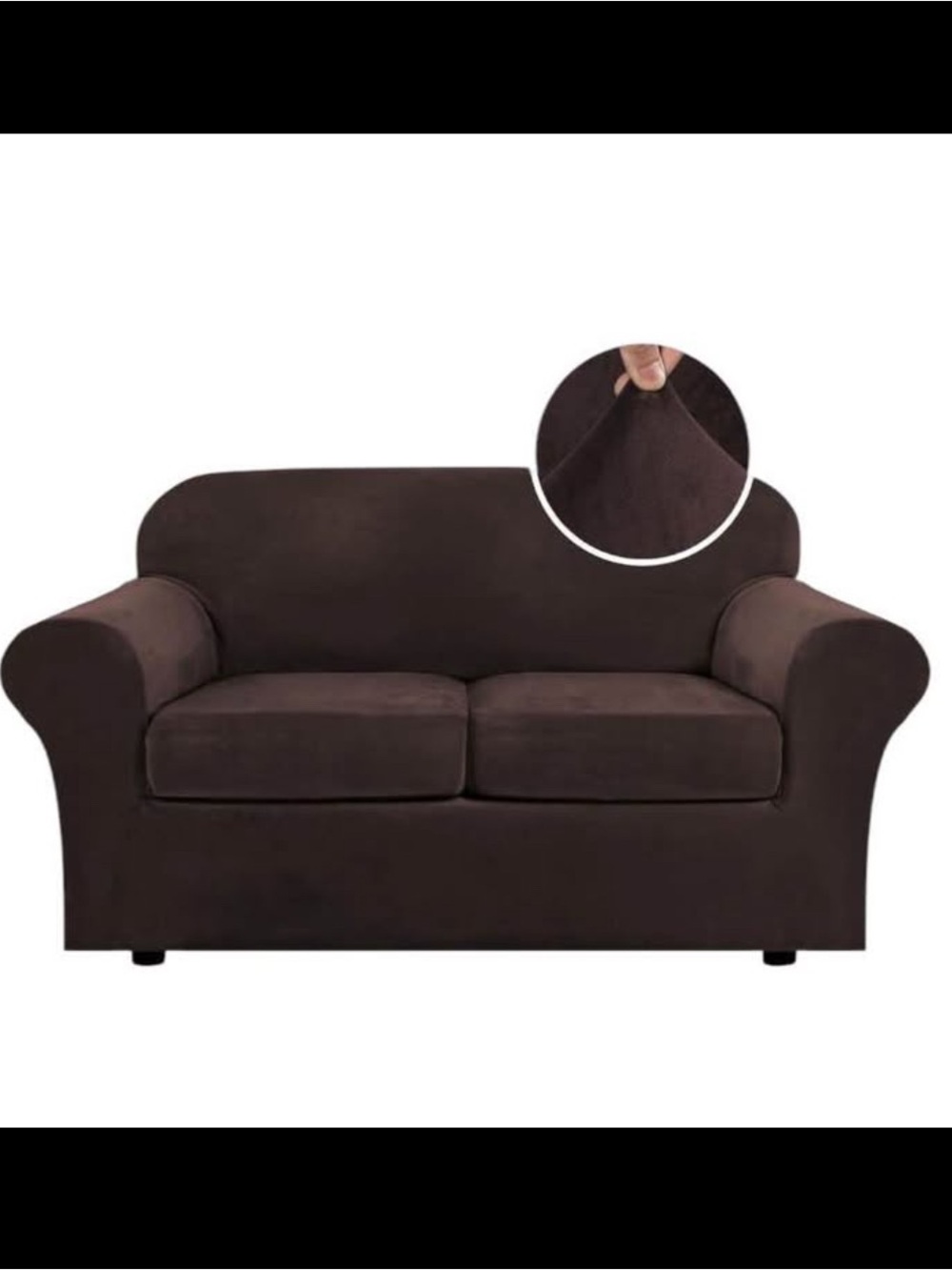 New velvet Two-Seater Sofa loveseat Slipcover Chocolate Brown